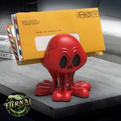 Oozey-The-Skull-Mail-Holder-Decoration-Eternal-RENDER-1.jpg 3D file OOZEY THE DRIPPING SKULL - MAIL HOLDER DECORATION - ETERNAL・3D printing model to download