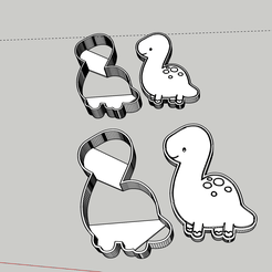elas.png STL file Dinosaur dino cookie cutter embossed cake design decoration party boy girl baby cute・3D printer model to download