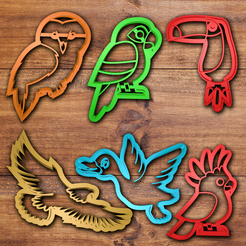 Todo.png STL-Datei Flying animals Cookie cutter set herunterladen • 3D-Drucker-Vorlage, davidruizo