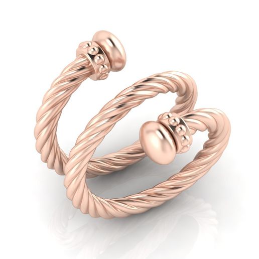Rose Gold Spiral Coil Twisted Cable Finial Ring Print Model