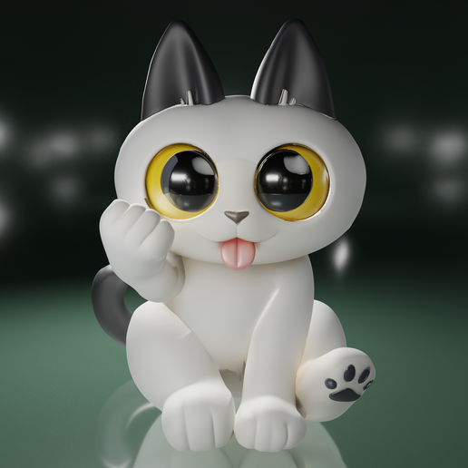 Kawaii Cuddly Cat Figure - 3D Printable Figure