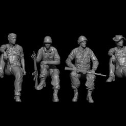 BPR_Render.jpg STL file PACK OF 4 AMERICAN SOLDIERS SEATED IN VIETNAM・3D print design to download