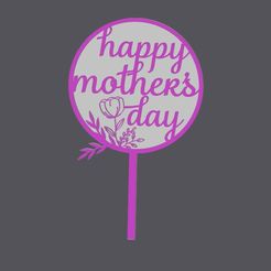 mothers-day-floral.jpg STL file Cake Topper duo - Mother's day・3D printable model to download