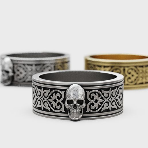 3D file Skull Ring Gothic Ornate Band Design 💀 ・Design to download and ...