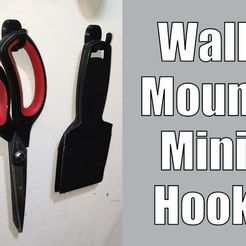 WallMountMiniHook.jpg Free STL file Wall-Mount Mini-Hook - Great for hanging scissors, tools, etc・Object to download and to 3D print