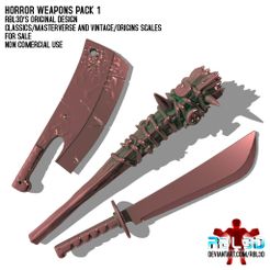 RBL3D_horror_weapons_1.jpg OBJ file Horror weapons pack 1 for action figures・3D printable design to download, RBL3D