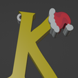 K-Llavero.png HARRY POTTER STYLE LETTER K WITH CHRISTMAS HAT + KEY CHAIN