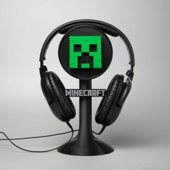 402de3268baf7d6e9a38bc7399x4.jpeg STL file MINECRAFT HEADPHONE STAND HEADSET HOLDER GAMING DECORATION CREEPER・Model to download and 3D print, sliceables