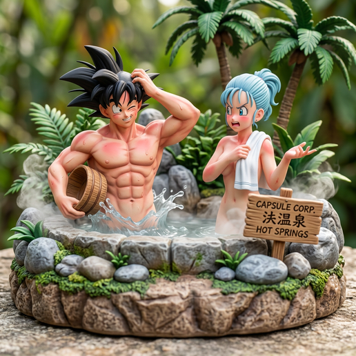goku y bulma en bañera