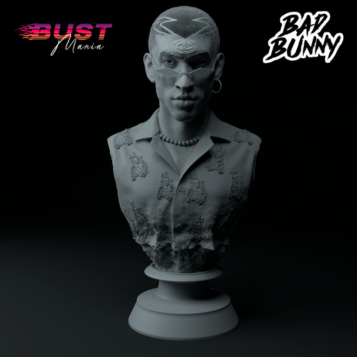 1.png Busto 3D Premium STL do Bad Bunny Third Eye Edition