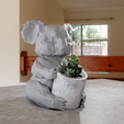 koala-with-basket-planter-pot-low-poly-4.png Koala low poly bear planter pot flower vase stl 3d print file