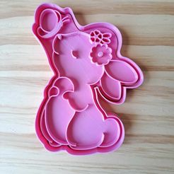 ConejitoConMariposa.jpg STL file Bunny and Butterfly 12cm - Cookie Cutter・3D printing idea to download