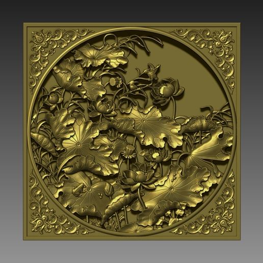 Bas relief of lotus 3D model