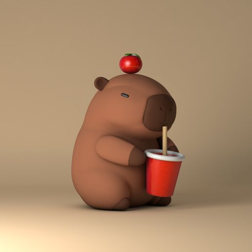 Capibara drinking 3D model