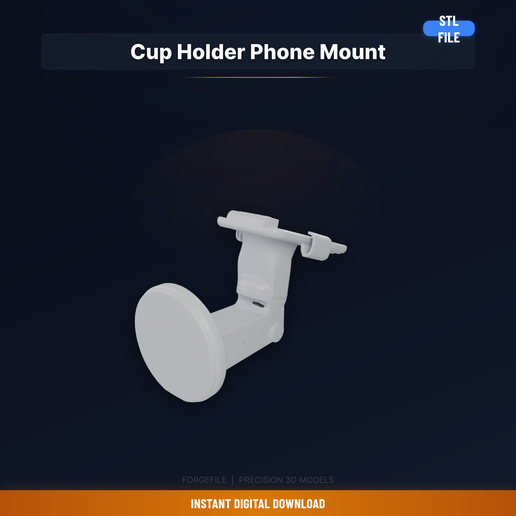 Cup Holder Phone Mount Adapter, Fits Standard Cup - 3D Printable STL File