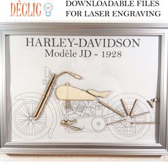 Harley-Davidson-JD-1928.jpg Blueprint Art - Harley Davidson JD 1928 - Laser Engraving ( Lasercut Files )