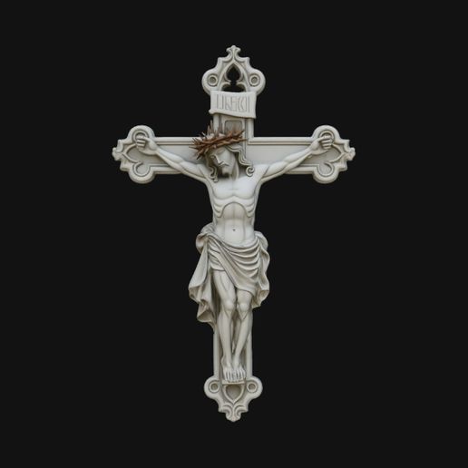 Crown of Thorns Crucifix Pendant Design 1 - 3D Print Model