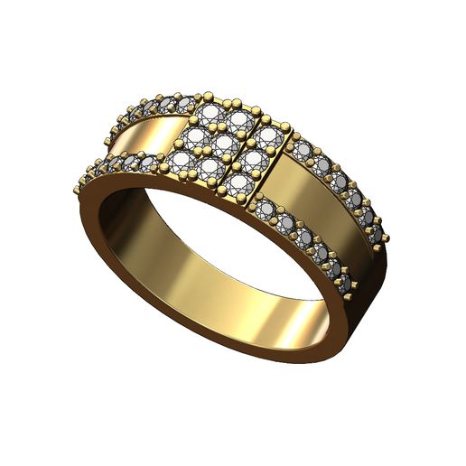 💎 Stepped diamond square gents ring US size 6to13 3D print model・ STL ...