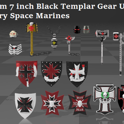 Custom 7 inch Black Templar Gear Update for Factory Space Marines Бесплатный 3D файл Пользовательская 7-дюймовая шестеренка черного тамплиера часть 2・Дизайн 3D-печати для загрузки