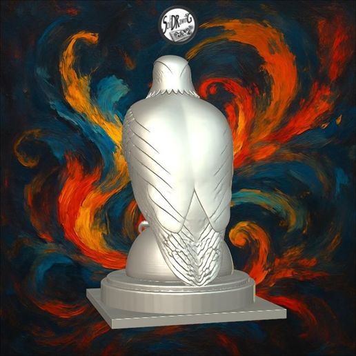 jpg_frame_06.jpg Águila posada sobre base de piedra redonda - SoliDRawinGs SG2597