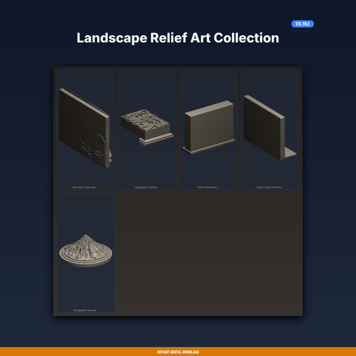 Landscape Relief Art Collection - 5-Model STL Bundle