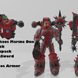 Lascannon/backpack Havoc Gatling/Backpack Power Mace, ChainSword Plasma Gun Chains, Skulls, €haos Armor Custom 7.5 inch Chaos Space Marine Duo