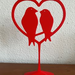 Love-Birds-Stand.jpg STL file Love Birds Valentine Decoration Heart・3D print model to download