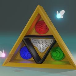 Render-estanteria-zelda-1.png STL file The legend of zelda triforce bookcase・3D printable model to download