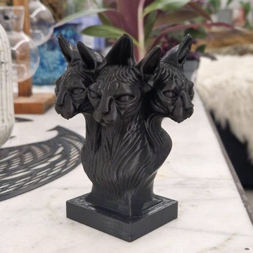 20251022_204827.jpg Three Headed Cat Gothic Bust