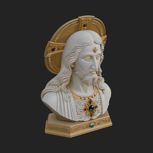 Haloed Christ Bust Statue Design 1 - 3D Print Model
