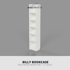 BILLY BOOKCASE DOLLHOUSE MINIATURE 1:12 SCALE IKEA-INSPIRED BILLY BOOKCASE MINIATURE FURNITURE 3D MODEL