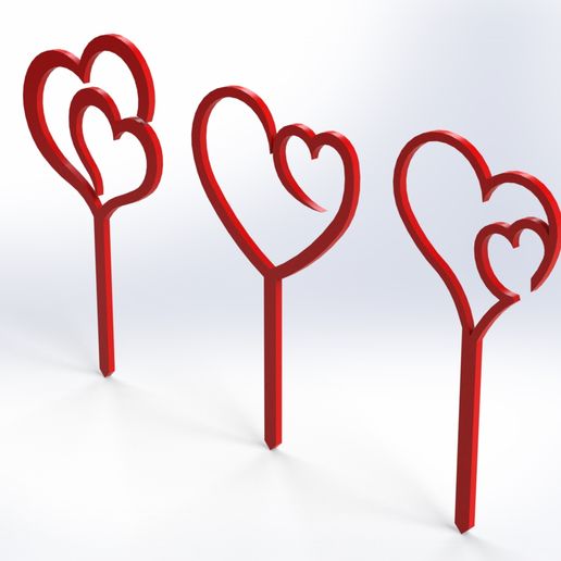 Hearts decoration set 1 3D model