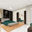 Cozy-Bedroom-interior-scene-in-Lumion-11-10.jpg Interior scene of a Bedroom with study area and closet CG 3D model