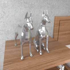 25.effectsResult.png STL file Doberman LowPoly・Template to download and 3D print