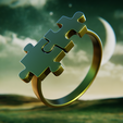 2.png Goldener Puzzle-Ring - Symbolischer Schmuck 3D-Druck Modell 73