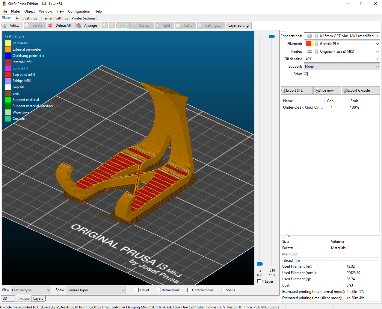 Slicer.PNG STL-Datei Under-Desk Controller Holder・Design für 3D-Drucker zum herunterladen, kaeveedesign