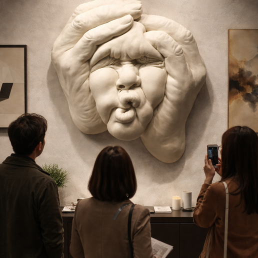 Funny Face Wall Sculpture STL File – Surreal Hands Face Wall Art