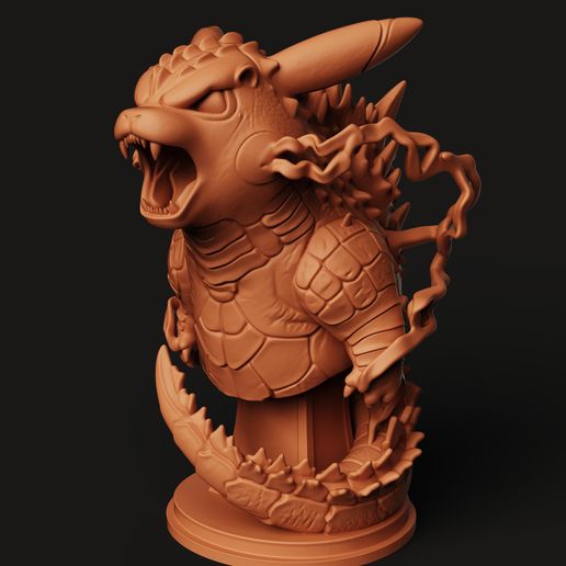 Pikazilla Statue | Pikachu Godzilla Hybrid | Kaiju Pokemon Mashup | 3D Printed Monster Figurine