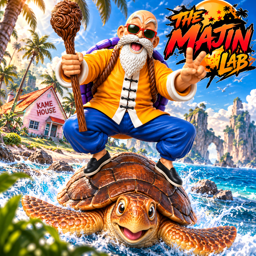 LIFE-SIZE MASTER ROSHI RIDING AMAZING FLYING TURTLE  (1400mm) 320x CUT