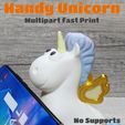 Unicorn-2.jpg Cute flying Unicorn  with Wings Phone Holder - Multipart Color - No Supports