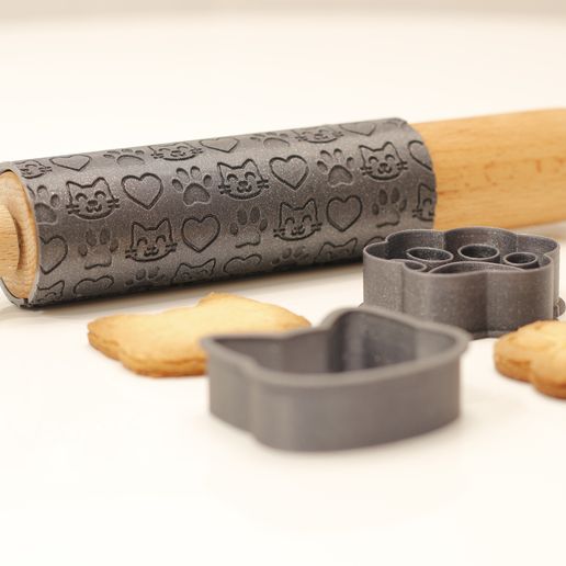 set_2_neko.jpg Neko Baking Set - Cat Cookie Cutter / Rolling Pin