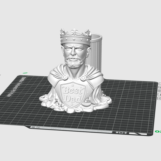 Best Dad King Bust STL File – Father’s Day Gift 3D Print Model – Royal Dad Pen Holder Sculpture