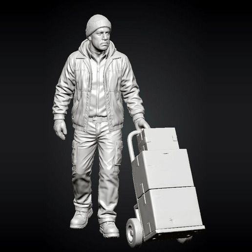 Overnight Freight - Worker with Hand Truck of Boxes