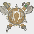 forthehorde2.PNG Warcraft 3 Orc Shield. For The Horde. World of Warcraft. Shield and Axes. Orc Sigil.