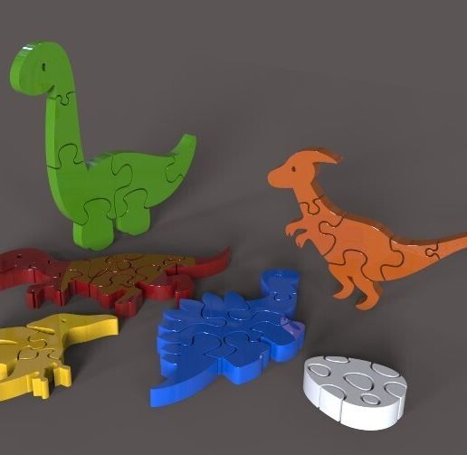 6 Different Dino Kids Puzzle - Dinosaurs - Jurassic Park - Dino Raiders 3D model