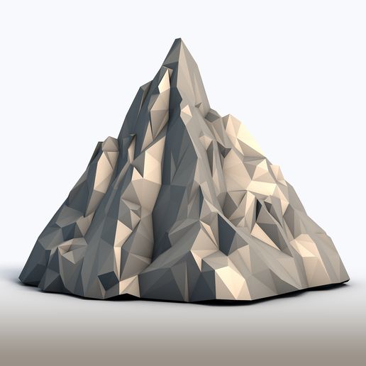 Low-Poly-Mountain0008.jpg Low Poly Mountain - Geometric Landscape Model - Minimalist Terrain Sculpture