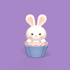 Cod369-BunnyCupcake1-1.png 3D file Bunny Cupcake・3D print design to download