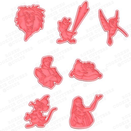 Misc disney cartoon characters cookie cutter set of 7 - 3D model önizlemesi
