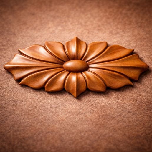 Oval Floral Applique STL CNC Wood Relief