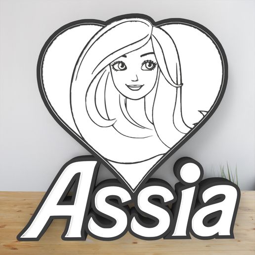 First name light Assia 3D model